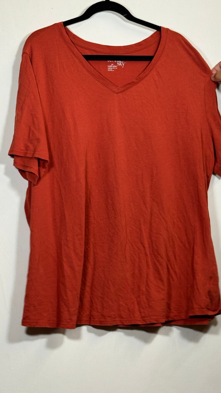 Terra Sky 3X Red V-neck Shirt Lightweight Cotton Blend